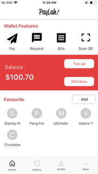 Home page for accessible Paylah app