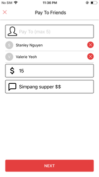 Pay page for accessible Paylah app